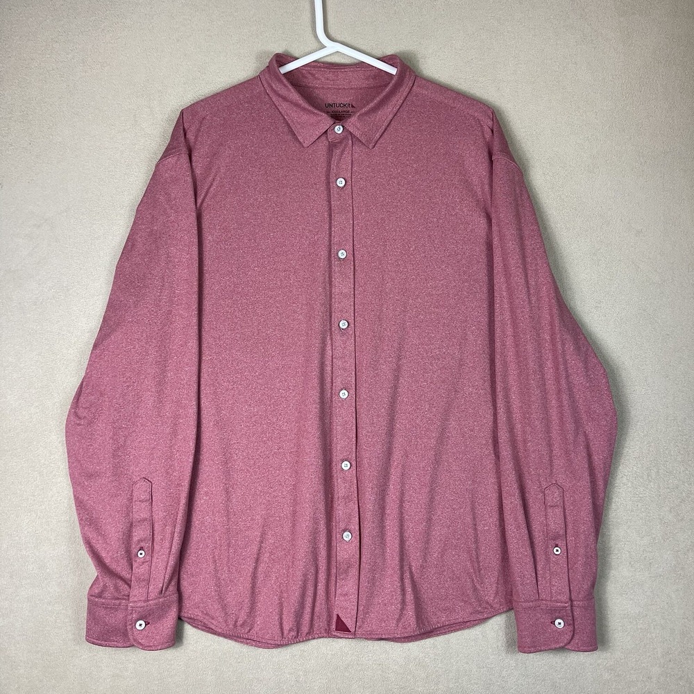 UNTUCKit Perf Tee BD Terra Shirt Mens XXXL Red Long Sleeve Button Down 40256